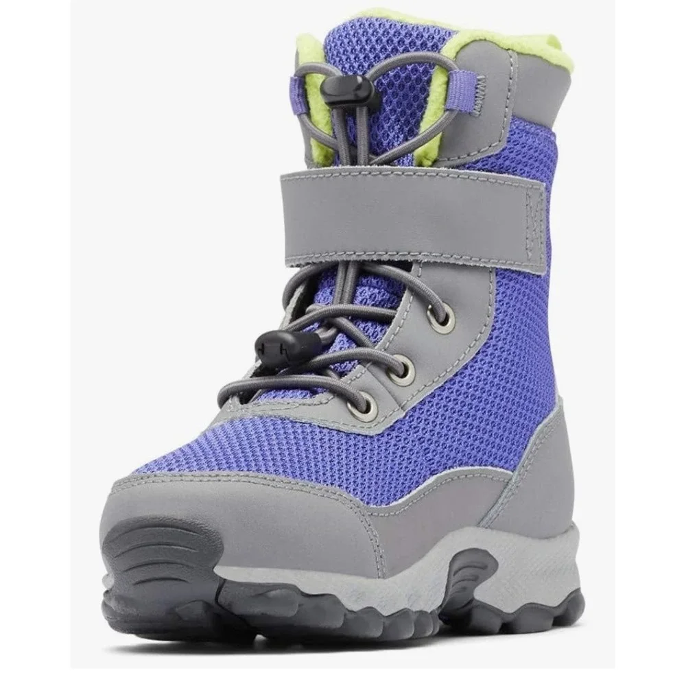 Columbia Kids Waterproof Purple Gray Mesh Winter Snow Boots Hook an Loop size 13